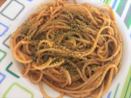 Spaghetti in crema di zucca e pistacchio